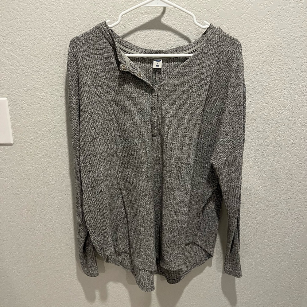 Old Navy Waffle Henley, M, Grey